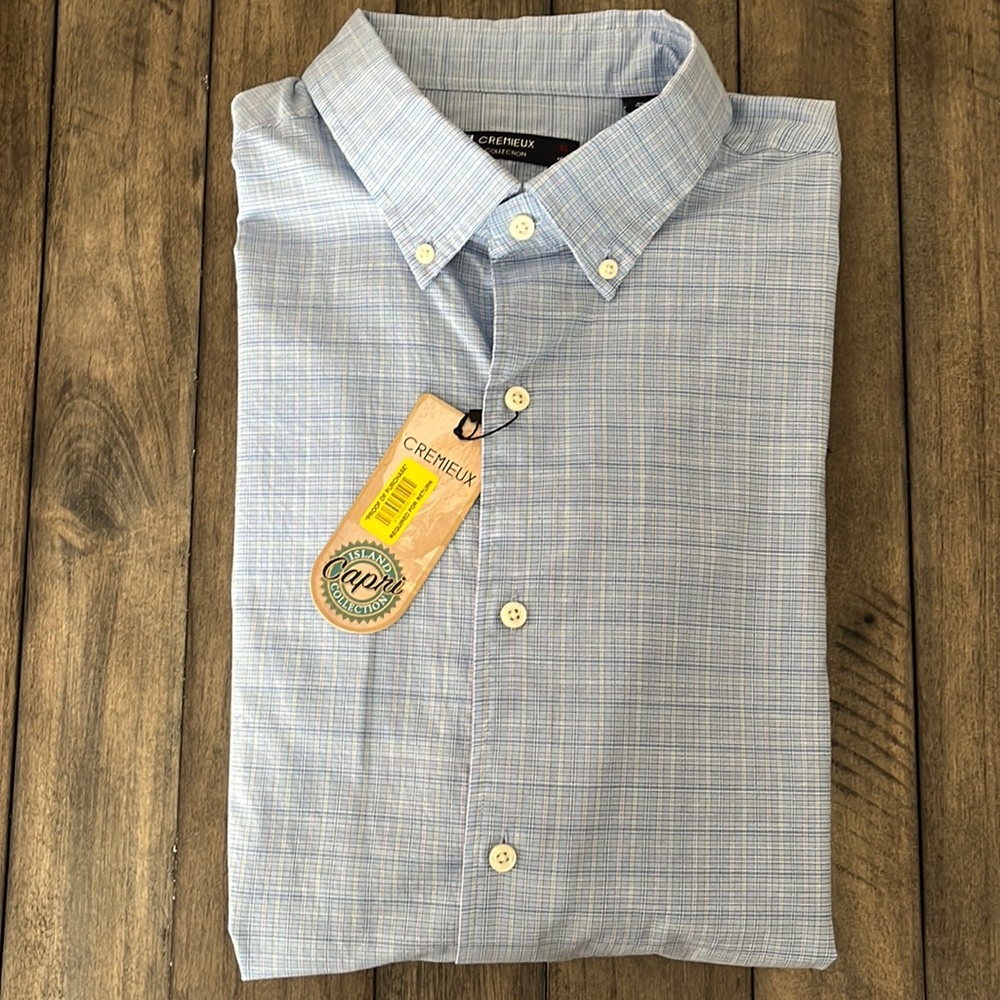 Cremieux Island Collection Light Blue Multicolored Plaid Button Down